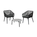 Livsip 3 Piece Outdoor Lounge Set Polyester rope detailing - Front View
