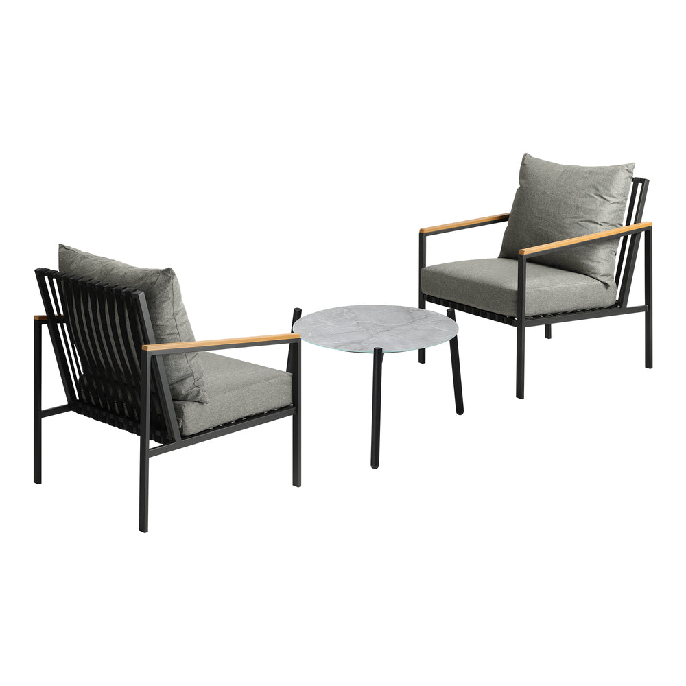 Livsip 3PCS Outdoor Lounge Set Grey 50cm Coffee Table Chairs