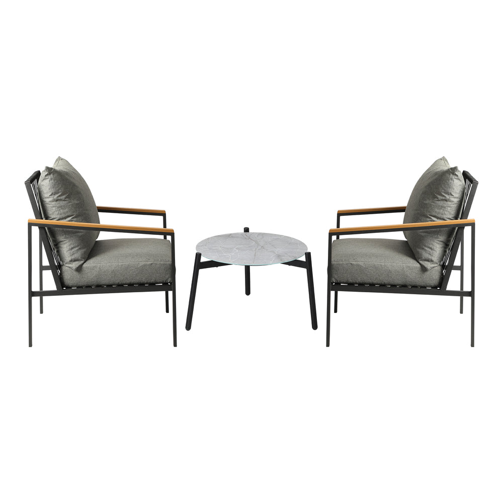 Livsip 3PCS Outdoor Lounge Set Grey 50cm Coffee Table Chairs