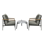 Livsip 3PCS Outdoor Lounge Set Grey 50cm Coffee Table Chairs