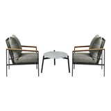 Livsip 3PCS Outdoor Lounge Set Grey 50cm Coffee Table Chairs - Side View