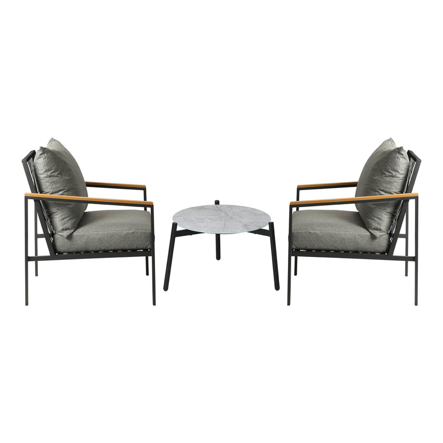Livsip 3PCS Outdoor Lounge Set Grey 50cm Coffee Table Chairs