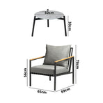 Livsip 3PCS Outdoor Lounge Set Grey 50cm Coffee Table Chairs