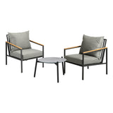 Livsip 3PCS Outdoor Lounge Set Grey 50cm Coffee Table Chairs