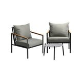 Livsip 3PCS Outdoor Lounge Set Grey 50cm Coffee Table Chairs - Top-Down View