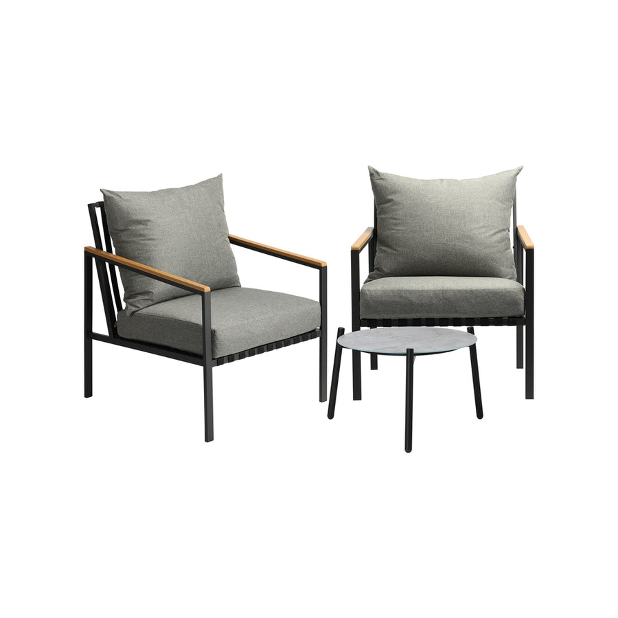Livsip 3PCS Outdoor Lounge Set Grey 50cm Coffee Table Chairs