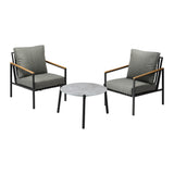 Livsip 3PCS Outdoor Patio Lounge Set Grey 50cm Coffee Table Sofa Chairs