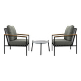 Livsip 3PCS Outdoor Patio Lounge Set Grey 50cm Coffee Table Sofa Chairs