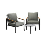 Livsip 3PCS Outdoor Patio Lounge Set Grey 50cm Coffee Table Sofa Chairs