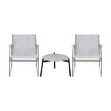 Livsip 3PCS Outdoor Bistro Set Patio Chair 50cm Coffee Table Textilene