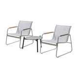 Livsip 3PCS Outdoor Bistro Set Patio Chair 50cm Coffee Table Textilene - Rear View