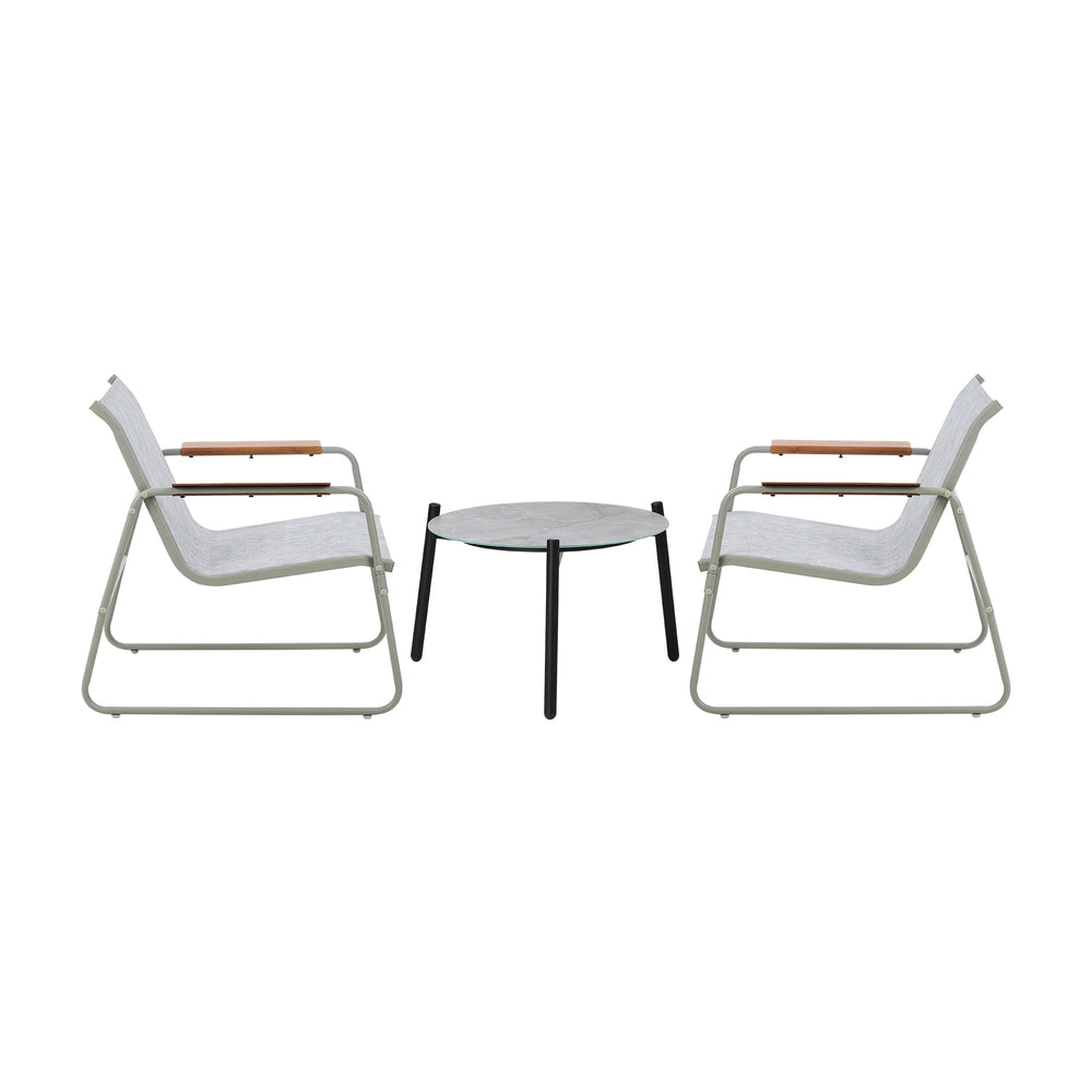 Livsip 3PCS Outdoor Bistro Set Patio Chair 50cm Coffee Table Textilene