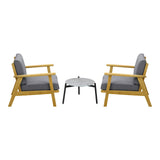 Livsip 2 Seater Outdoor Patio Sets 50cm Grey Coffee Side Table - 45-Degree Angle