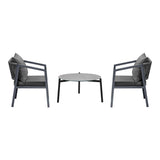 Livsip 3PCS Outdoor Patio Set 70cm Coffee Table Grey Chairs
