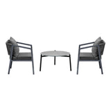 Livsip 3PCS Outdoor Patio Set 70cm Coffee Table Grey Chairs - Close-Up Angle