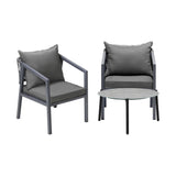 Livsip 3PCS Outdoor Patio Set 70cm Coffee Table Grey Chairs