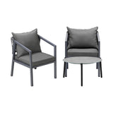 Livsip 3PCS Outdoor Patio Set 70cm Coffee Table Grey Chairs - Front View