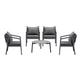 Livsip 4 Seater Outdoor Patio Set Grey 70cm Coffee Table - Close-Up Angle