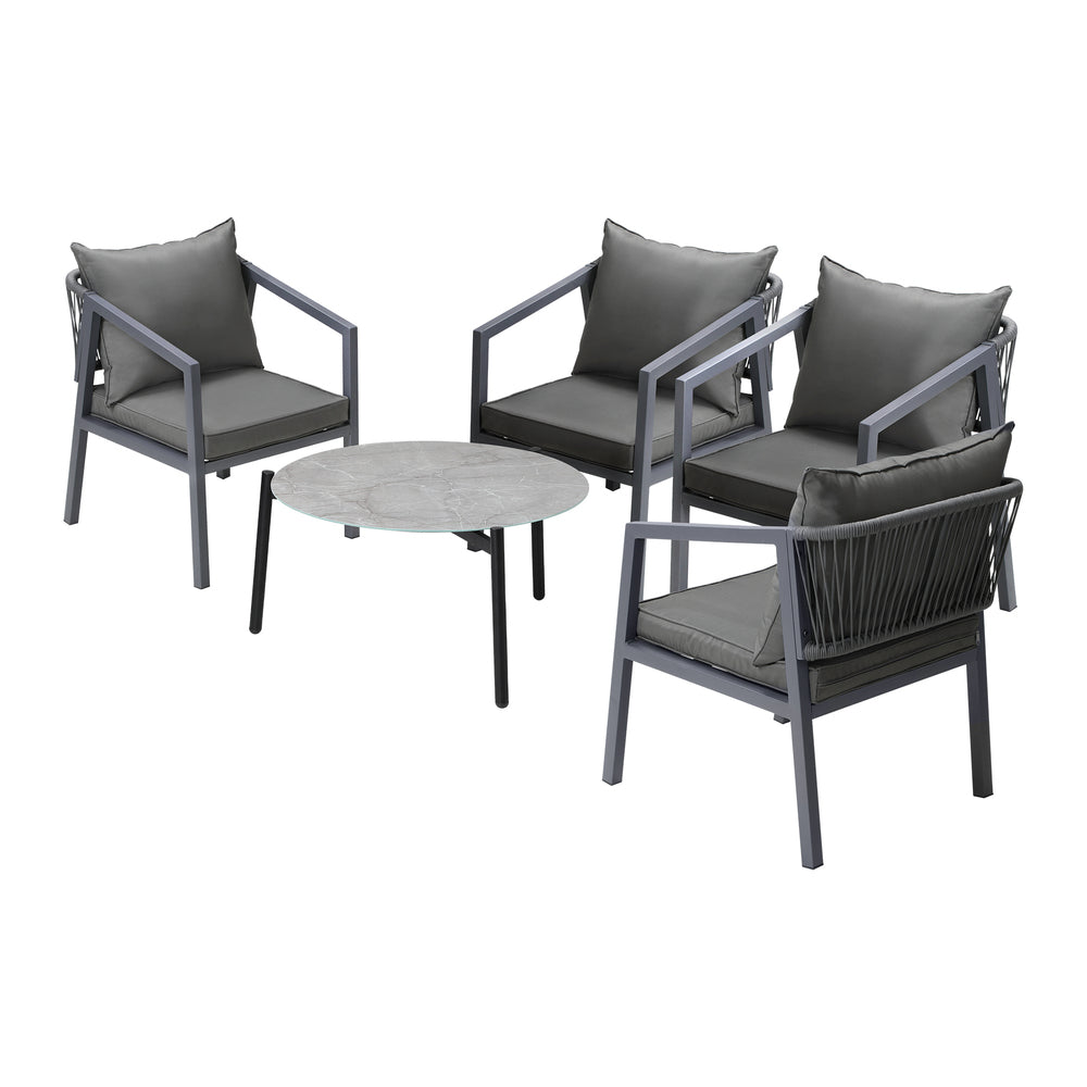 Livsip 4 Seater Outdoor Patio Set Grey 70cm Coffee Table