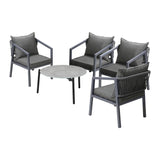 Livsip 4 Seater Outdoor Patio Set Grey 70cm Coffee Table - Rear View