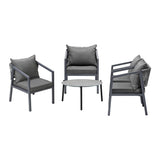 Livsip 4 Seater Outdoor Patio Set Grey 70cm Coffee Table - Top-Down View