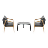 Livsip 3PCS Outdoor Patio Set 70cm Coffee Table Natural Chairs