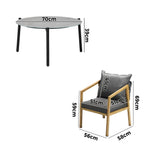 Livsip 3PCS Outdoor Patio Set 70cm Coffee Table Natural Chairs - Top-Down View