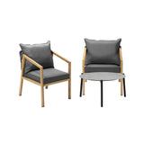 Livsip 3PCS Outdoor Patio Set 70cm Coffee Table Natural Chairs - Front View