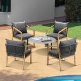 Livsip 5PCS Outdoor Patio Set 70cm Coffee Table Grey and Natural Chairs - Top-Down View