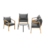Livsip 5PCS Outdoor Patio Set 70cm Coffee Table Grey and Natural Chairs - Front View