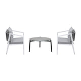 Livsip 3PCS Outdoor Patio Set 70cm Coffee Table White Chairs