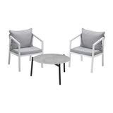 Livsip 3PCS Outdoor Patio Set 70cm Coffee Table White Chairs - Rear View