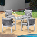 Livsip 5PCS Outdoor Patio Set 70cm Coffee Table 4 Armchairs - 45-Degree Angle