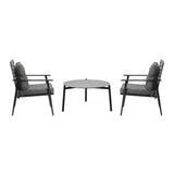 Livsip 3PC Outdoor Patio Set 70CM Grey Marble Table Rattan Chairs - Top-Down View