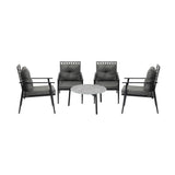 Livsip 5pc Outdoor Patio Set 70CM Grey Marble Table Rattan Chairs