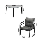 Livsip 5pc Outdoor Patio Set 70CM Grey Marble Table Rattan Chairs - Low Angle