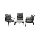 Livsip 5pc Outdoor Patio Set 70CM Grey Marble Table Rattan Chairs