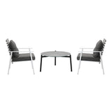 Livsip 3pc Outdoor Lounge Sets 70CM Grey Round Table Rattan Chairs