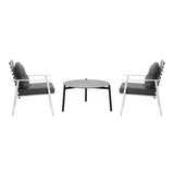 Livsip 3pc Outdoor Lounge Sets 70CM Grey Round Table Rattan Chairs - Top-Down View