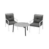 Livsip 3pc Outdoor Lounge Sets 70CM Grey Round Table Rattan Chairs - Side View