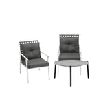 Livsip 3pc Outdoor Lounge Sets 70CM Grey Round Table Rattan Chairs - Rear View
