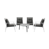 Livsip 5pc Outdoor Lounge Sets 70CM Grey Round Table Rattan Chairs