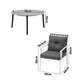 Livsip 5pc Outdoor Lounge Sets 70CM Grey Round Table Rattan Chairs