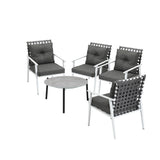 Livsip 5pc Outdoor Lounge Sets 70CM Grey Round Table Rattan Chairs