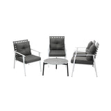 Livsip 5pc Outdoor Lounge Sets 70CM Grey Round Table Rattan Chairs