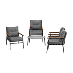 Livsip 5pc Outdoor Patio Setting 70cm Table Grey and Black Armchairs