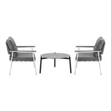 Livsip 3PC Outdoor Patio Set 70cm Table Grey and White Armchairs