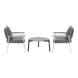 Livsip 3PC Outdoor Patio Set 70cm Table Grey and White Armchairs - Top-Down View