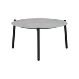 Livsip 3PC Outdoor Patio Set 70cm Table Grey and White Armchairs - Side View
