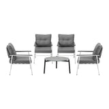 Livsip Outdoor Patio Set 5PC 70cm Table Grey and White Armchair - Top-Down View